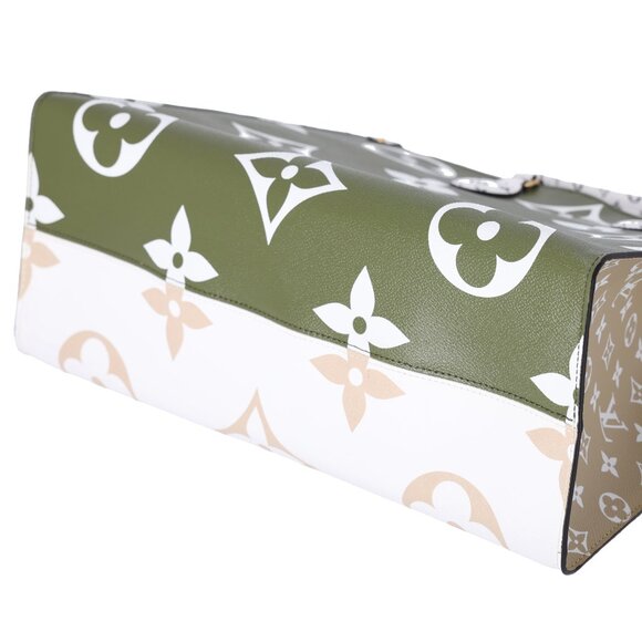 Louis Vuitton Giant Monogram Onthego GM Tote Green Khaki Beige - Picture 5 of 7